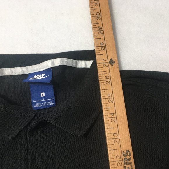 #HH Nike Polo Shirt Dri Fit Mens Large Black Short Sleeve Collared Button - Picture 6 of 7